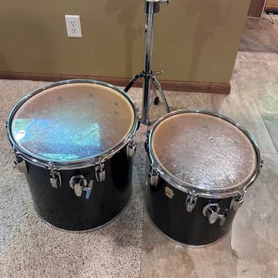 Ludwig Concert Toms 15” and 13” with Ludwig Double-Tom Stand - Black Cortex Finish image 3