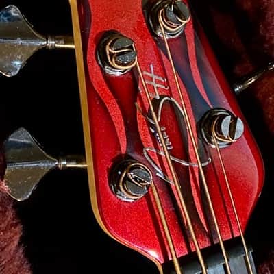 Ovation Nikki Sixx NSB778 Signature Elite 4 String Acoustic Bass Guitar 2009 - Red Flame Top image 7