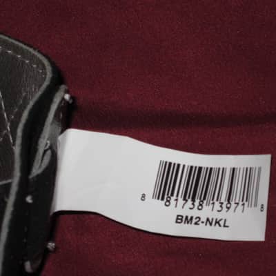 new with tags very near A+ Perri’s Leathers Ltd BM2-NKL 2" Soft Italian Premium Leather Nickel (light gray) / Suede Black Guitar Strap - main side is Nickel Leather / other side is Black Suede (can be reversed) - adjustable length of 35" to about 50" image 3