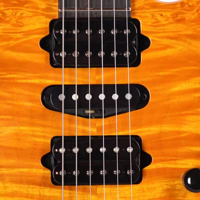 Suhr Custom Modern Trans Caramel w/ CME-Selected Waterfall Burl Maple Top (Serial #88105) image 10
