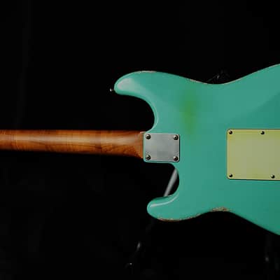 Riccardi Relics USA Strat, Fralin Blues Special pickups, MJT Seafoam Green Alder body, Nitro Roasted Maple neck with painted headstock, Hardcase image 2