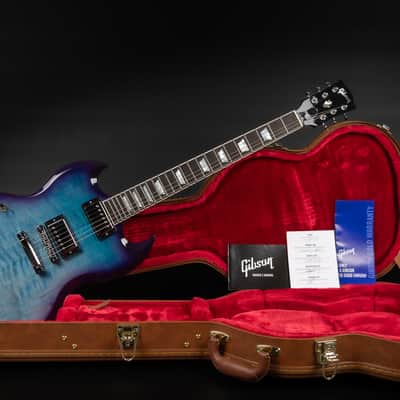 2021 Gibson SG Modern LH Left Handed - BBF Blueberry Fade | USA "AA" Flame Top Ebony Fretboard 24 Frets BurstBucker Pro Pickups Push Pull Coil Split 3.19kg | CoA OHSC image 2