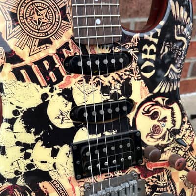 Late 2000's Squier Obey Strat & Tele Set of Two Guitars - Obey Propaganda Finish image 18