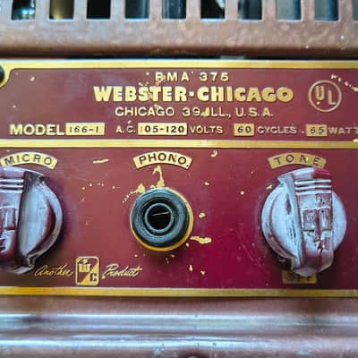 Vintage Late 1940s- Early 50s Webster-Chicago RMA 375 Model 166-1 Tube  Amp image 3