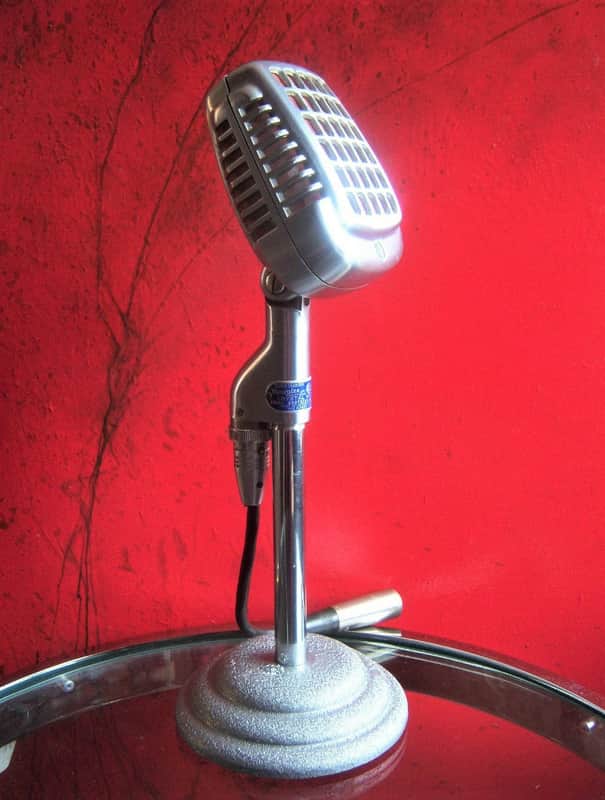 Vintage 1940's Shure 737A crystal microphone Satin Chrome w cable and data sheet image 1