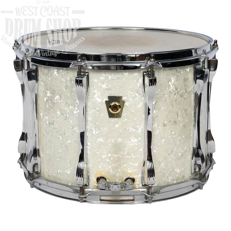 Used Ludwig 10x14 6-ply Snare Drum Modded/Rewrapped White Marine Pearl image 1