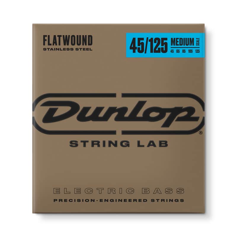Dunlop Flatwound Stainless Steel Bass Guitar Strings; medium scale gauges 45-125 image 1