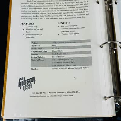 Gibson Historic Dealer Binder 1992 image 8