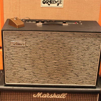 Vintage 1967 Selmer Vanguard Black Silver 15w Valve Amplifier w/ Pedal MINT image 1