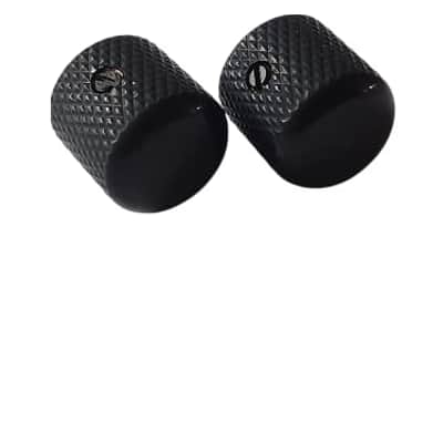 Set of 2 US Spec Dome Top Barrel Set Screw Knobs for Tele or P Bass - Black image 2