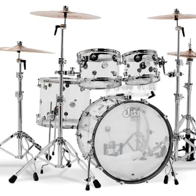 DW Design Series 4-Piece Acrylic Shell Pack - Clear w/Chrome Hardware (DDAC2214CL) image 2