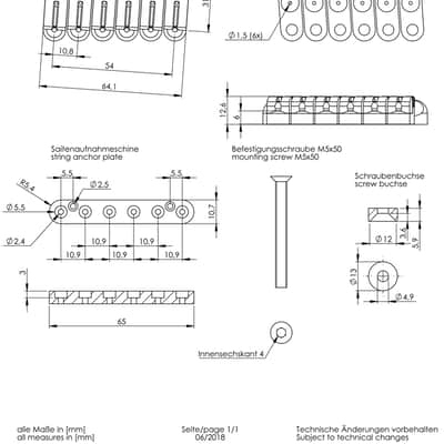 Schaller Germany Hannes 6-String Guitar Bridge - CHROME, 12010200 image 2