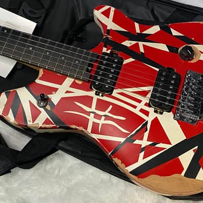 NEW ! EVH Limited Edition Wolfgang Special Striped Series - Ebony Fingerboard, Red, Black, White, Aged - 8lbs - Authorized Dealer - G07159 image 6