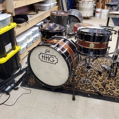HHG Drums Wenge, Leopardwood, Curly Maple Segmented Kit  2022 Natural High Gloss Lacquer image 15