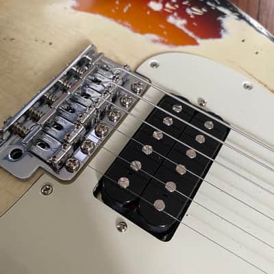Fender Baritone Stratocaster Neck on MJT VTS Body 2022 - Olympic White over Sunburst image 2