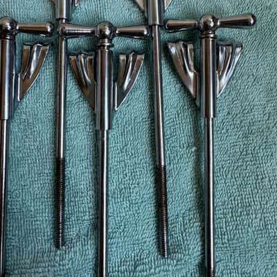 Ludwig Lot of 8 Pre Serial Bowtie Clubdate Bass Drum Tension Rods + Claws 7” Lot #2 60s - Chrome image 4