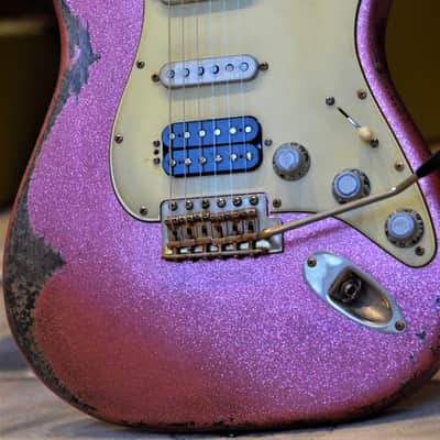American Fender Stratocaster Relic Custom Nitro Pink Sparkle HSS CS Texas Specials image 1