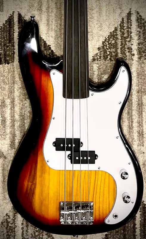 Atkins APB3F 4-ST Fretless Precision Bass 2023 - Tobacco Sunburst image 1