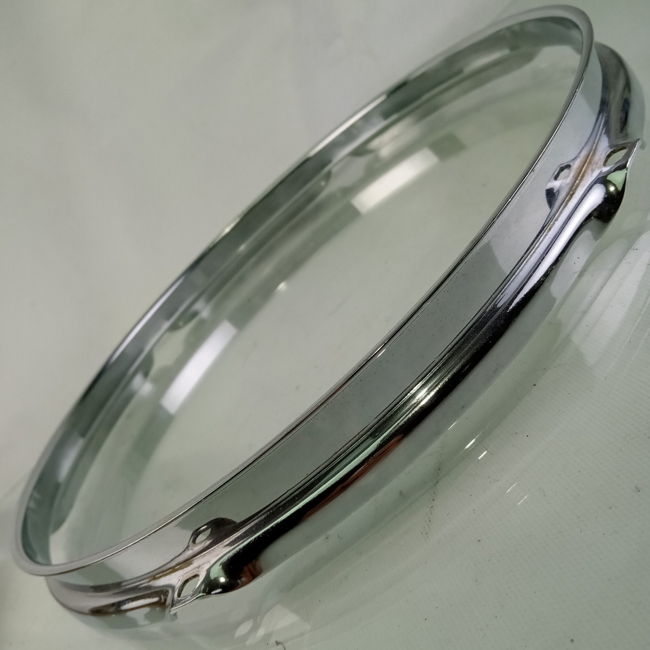 Ludwig 12" 6Lug Chrome-BRASS Tom Drum Rim/Hoop Triple-Flange Vintage 50s COB — main photograph