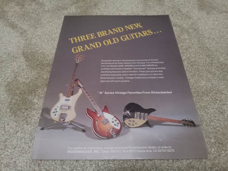 Vintage 1982 Rickenbacker B Series (320B, 4003SB, 360/12BWB) Flyer! Rare, Original Case Candy, Paperwork! image 1