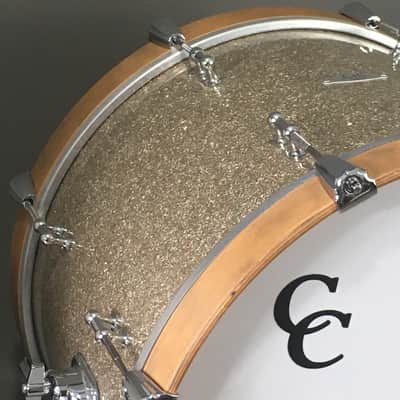 C&C Custom 2 Piece Jazz Bop Kit 18” Bass + 13” Snare Ginger / Champagne Glass Glitter Made in USA Maple Shells image 11