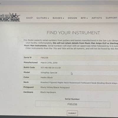2019 Ernie Ball Music Man Ball Family Reserve StingRay Special 4 H Hades Black image 21