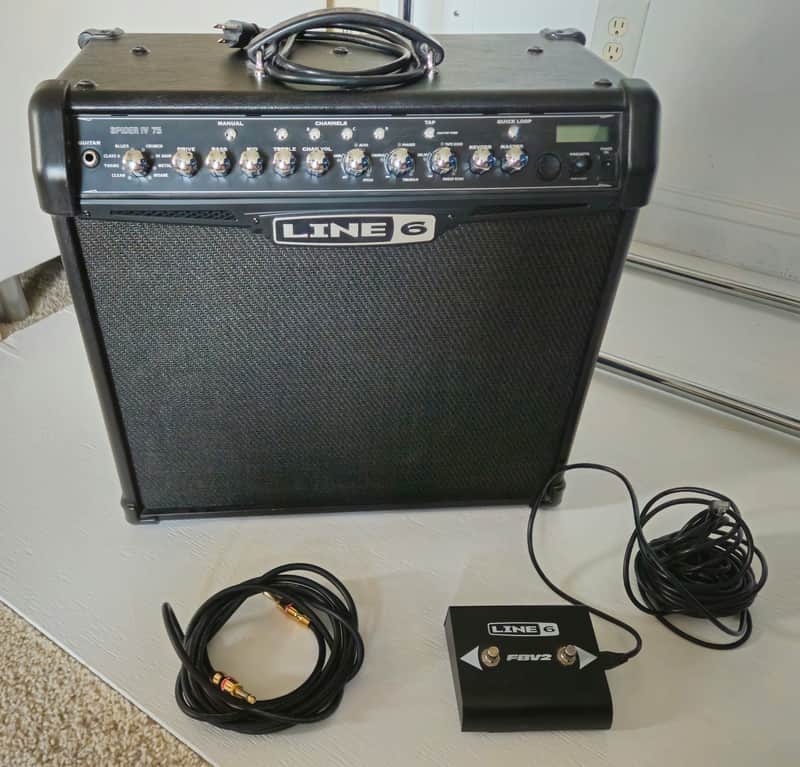 Line 6 Spider IV 75W Amp + Line 6 FBV2 Foot Pedal + 1/4inch Prolink Monster Cable image 1