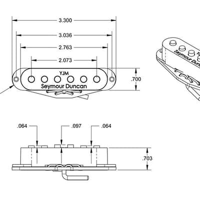 Seymour Duncan YJM Fury STK-S10 Single Coil Pickup Set (N/M/B) - Off-White image 4