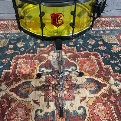 SJC Josh Dun Torch Snare Drum 6.5x14 Yellow Acrylic Shell w/ Black Hardware image 3
