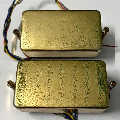 1978 Maxon PU-1 humbucker set Greco Mirage M900 8.47k + 8.3k 4 conductor leads – Relic gold original vintage made in Japan image 1