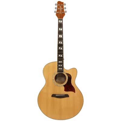 Sawtooth Solid Spruce Top Jumbo Cutaway 6 String Acoustic Electric Guitar with Flame Maple Back and Sides image 8