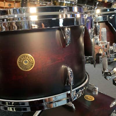 Gretsch USA Custom 4-Piece 10/12/16/22 Drum Kit Set in Satin Dark Chestnut Duco w/ Double-Tom Holder image 6