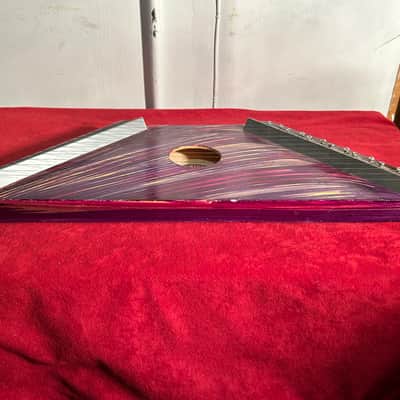 Artur Dantas & João Moreira Citara Mini Harpa | Vintage 15-String Lap Harp 1970s - Striped Maroon - With Sheet Music image 2