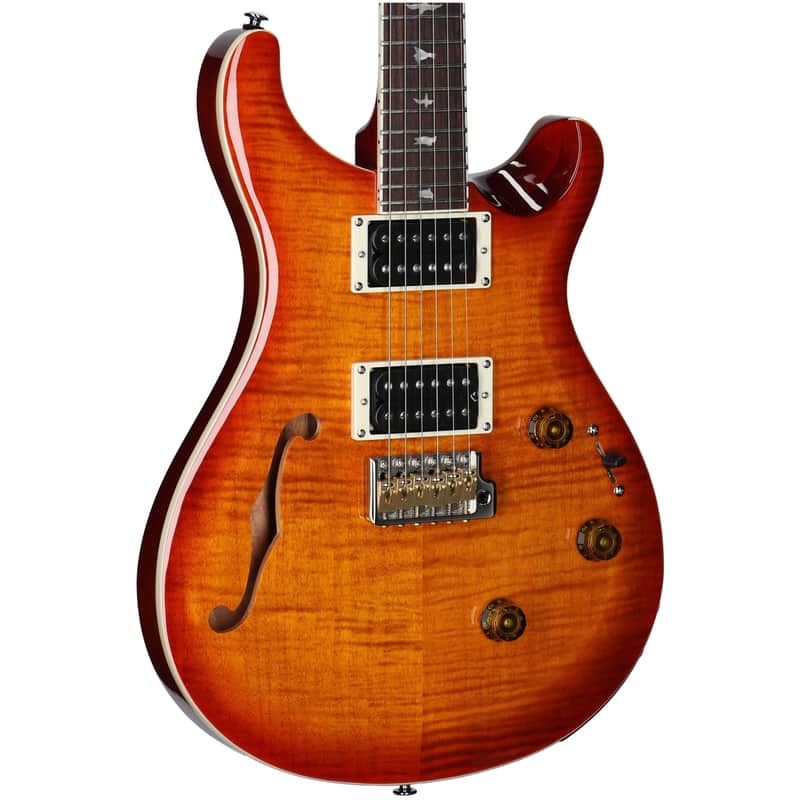 PRS Paul Reed Smith SE Custom 24 Semi-Hollow Piezo Electric Guitar (with Gig Bag), Vintage Sunburst image 1