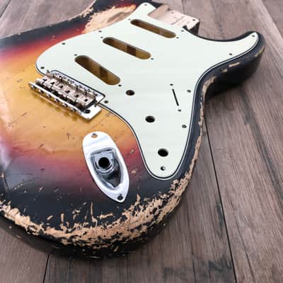 FRANCHIN Mercury guitar body Heavy Relic Aged 3-Color Sunburst 100% Nitro Lacquer SSS Poplar Stratocaster-Strat-S-Style Made in Italy - Stock piece #23370826 image 7
