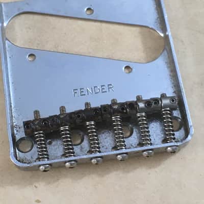 Vintage “Fender” Stamped Ashtray Six 6 Saddle Guitar Bridge Plate Tele Natural Relic image 13