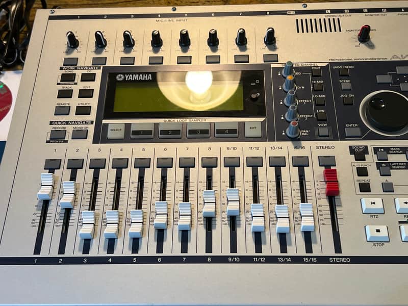 Yamaha AW1600 Professional Audio Workstation 16-Track Digital Recorder 2000s - Silver with 2 E-MU PM5 monitor speakers image 1