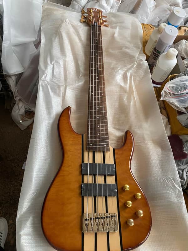 Custom 6 String Electric Bass Guitar Body, Neck Through Body, Rosewood Fingerboard image 1