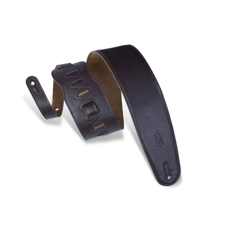 Levy's Leathers M4GF-DBR 3.5" Garment Leather Bass Guitar Strap, Dark Brown image 1