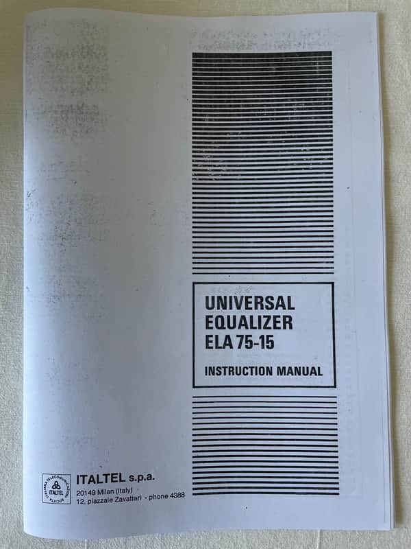 Siemens Universal Equalizer ELA 75-15 Manual copy image 1