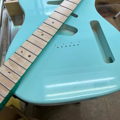 Warmtone Custom Guitars Flamed Maple Strat Style Neck- Green Flames #2 image 15