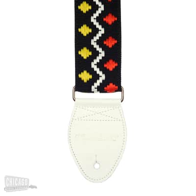 Souldier Bed-In Peace Lennon 2 Inch - Yellow/Red Diamonds & Zigzag (White Belt w/White Ends) image 2