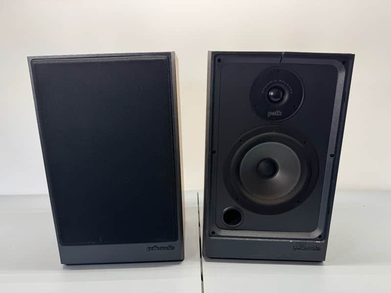 Polk Audio S4 Bookshelf Speakers HiFi Stereo Vintage Home Audio Black Left Right image 1