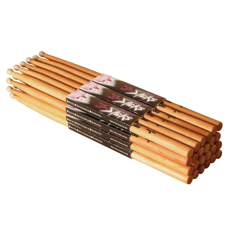 On-Stage HW5B 5B Wood Tip Hickory Drumsticks (12 Pair) image 1