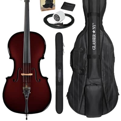 Glasser Carbon Composite Acoustic Electric 5-String Cello Outfit 4/4 size 2020s Red image 1