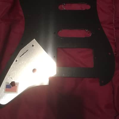 Unknown Pickguard Project, Stratocaster S/S/H, 11-Hole Mount, B/W/B, 3-Ply, Floyd Bridge Cut Black image 2