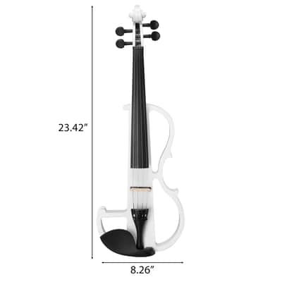 Cxxss Full Size 4/4 Bunnel Edge Electric Silent Violin with Case Bow Rosin Headphone Connecting Line White image 2