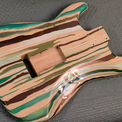 Franchin Guitars Stratocaster body - colorful Wood Grain Green Oil Paint and Bronze Metallic Leaf Swamp Ash image 3