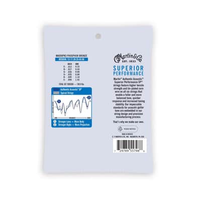 Martin Ma550 Pk3 Medium 3 Pack Authentic Acoustic Sp® Guitar Strings Phosphor Bronze image 2