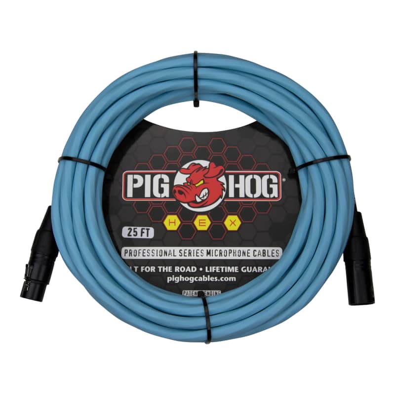 Pig Hog PHMH25DB Hex Series Microphone Cable 25FT, Daphne Blue image 1